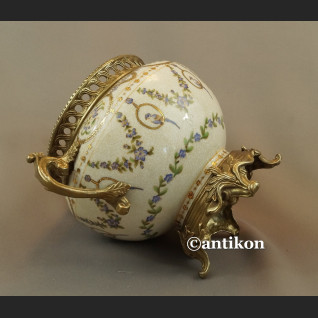 Żardiniera z brązem duża donica z papużkami Żardiniera z brązem duża donica z papużkami