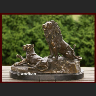 Lew i lwica ogromna rzeźba lwy na prezent 