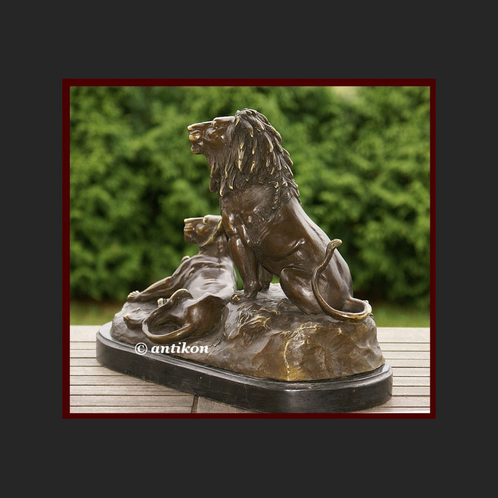 Lew i lwica ogromna rzeźba lwy na prezent 