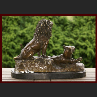 Lew i lwica ogromna rzeźba lwy na prezent 