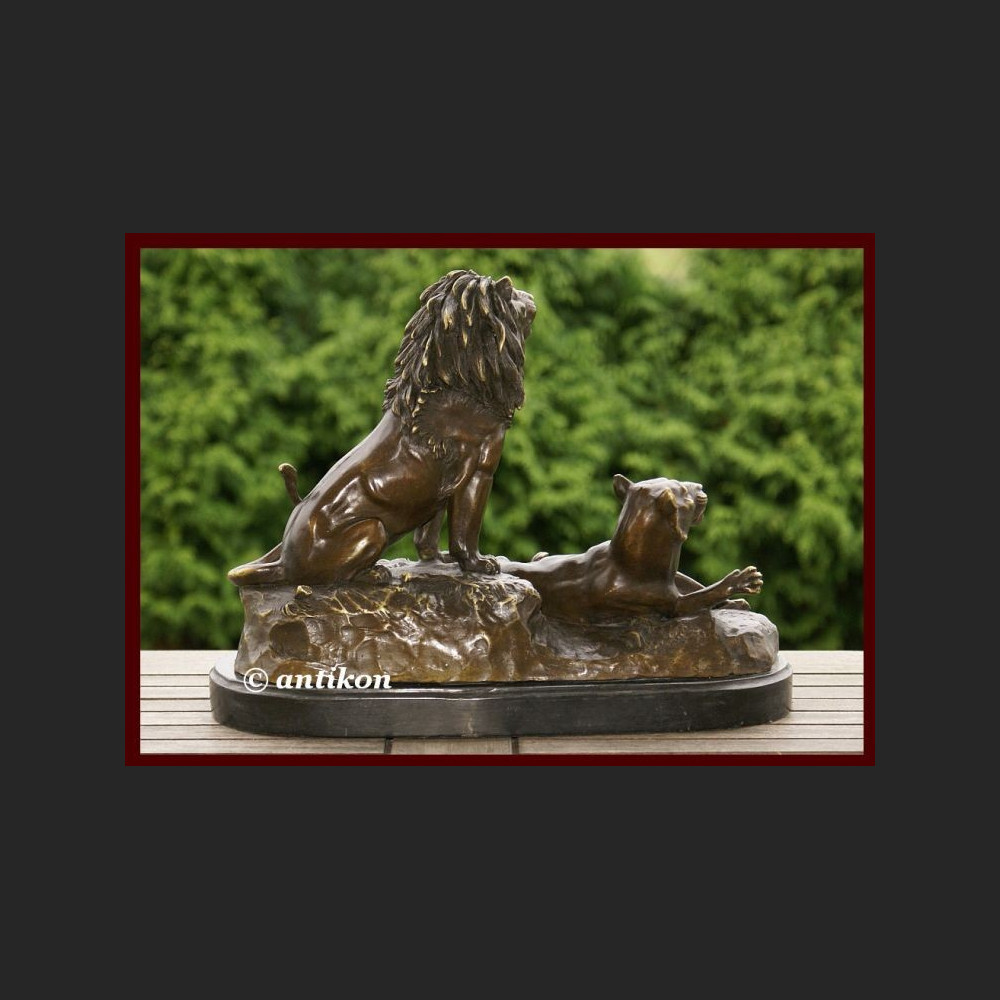 Lew i lwica ogromna rzeźba lwy na prezent 