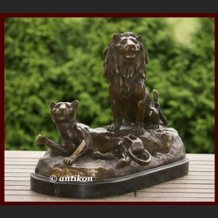 Lew i lwica ogromna rzeźba lwy na prezent 