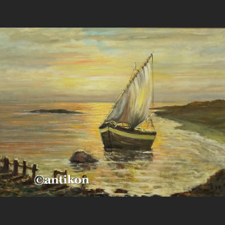 Brzeg morza o zachodzie słońca malarstwo olejne Brzeg morza o zachodzie słońca malarstwo olejne