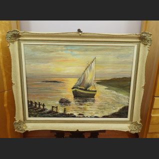 Brzeg morza o zachodzie słońca malarstwo olejne Brzeg morza o zachodzie słońca malarstwo olejne