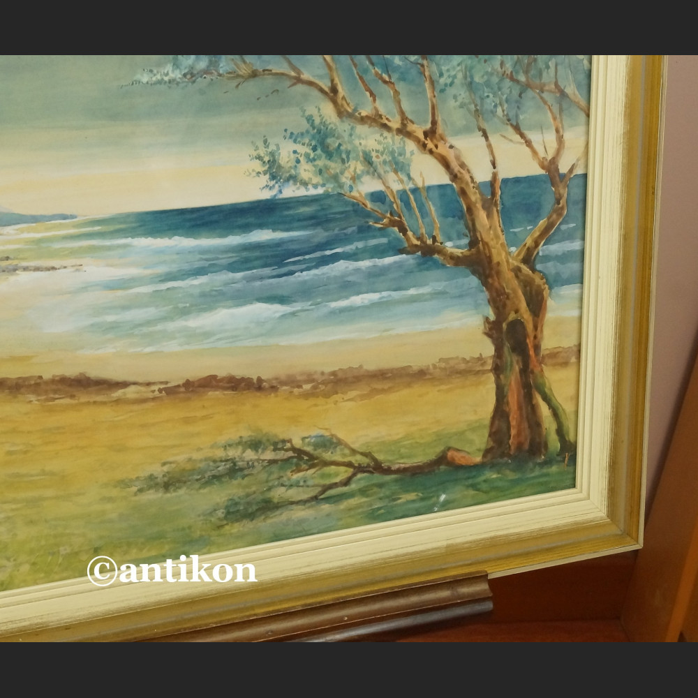 Akwarela Morze brzeg duży obraz