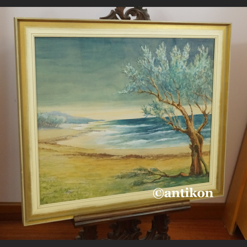 Akwarela Morze brzeg duży obraz