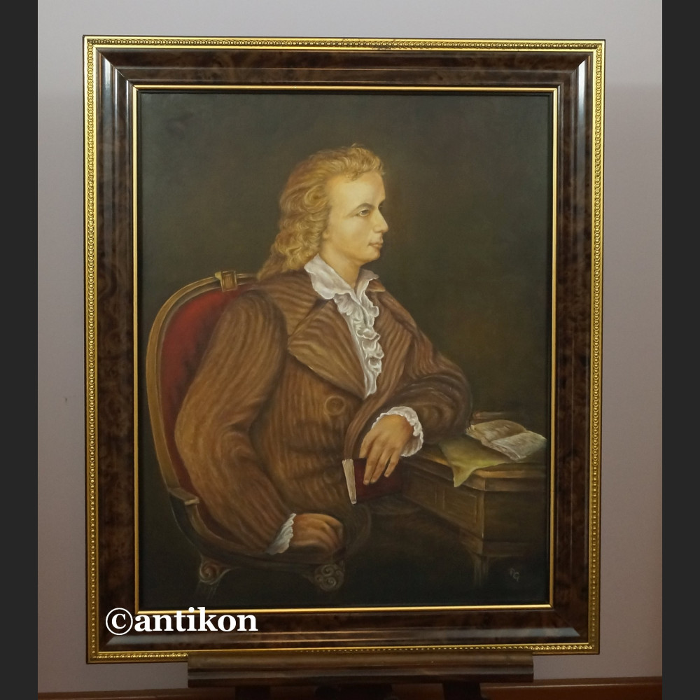 Portret arystokraty obraz olejny Panicz na krześle 