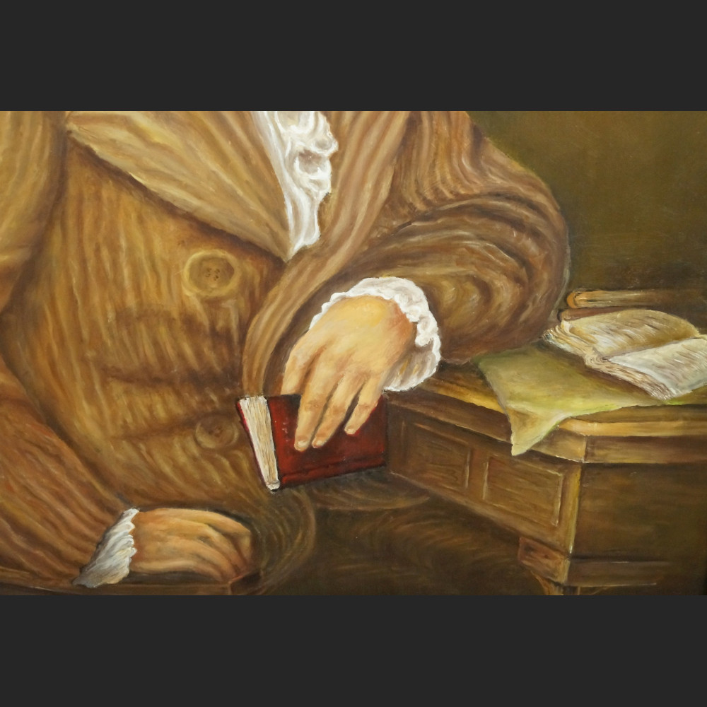 Portret arystokraty obraz olejny Panicz na krześle 