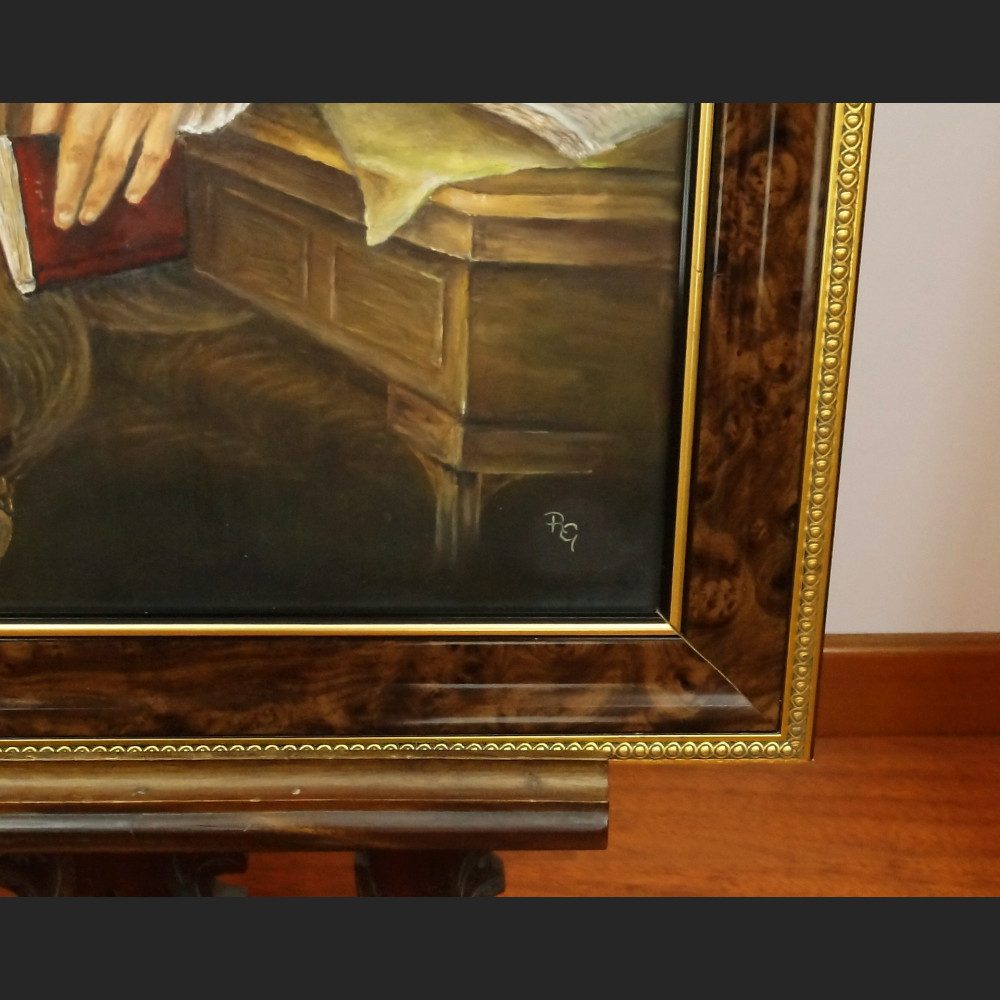 Portret arystokraty obraz olejny Panicz na krześle 