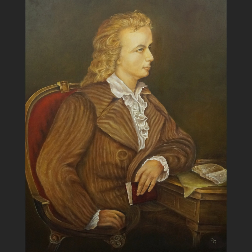 Portret arystokraty obraz olejny Panicz na krześle 