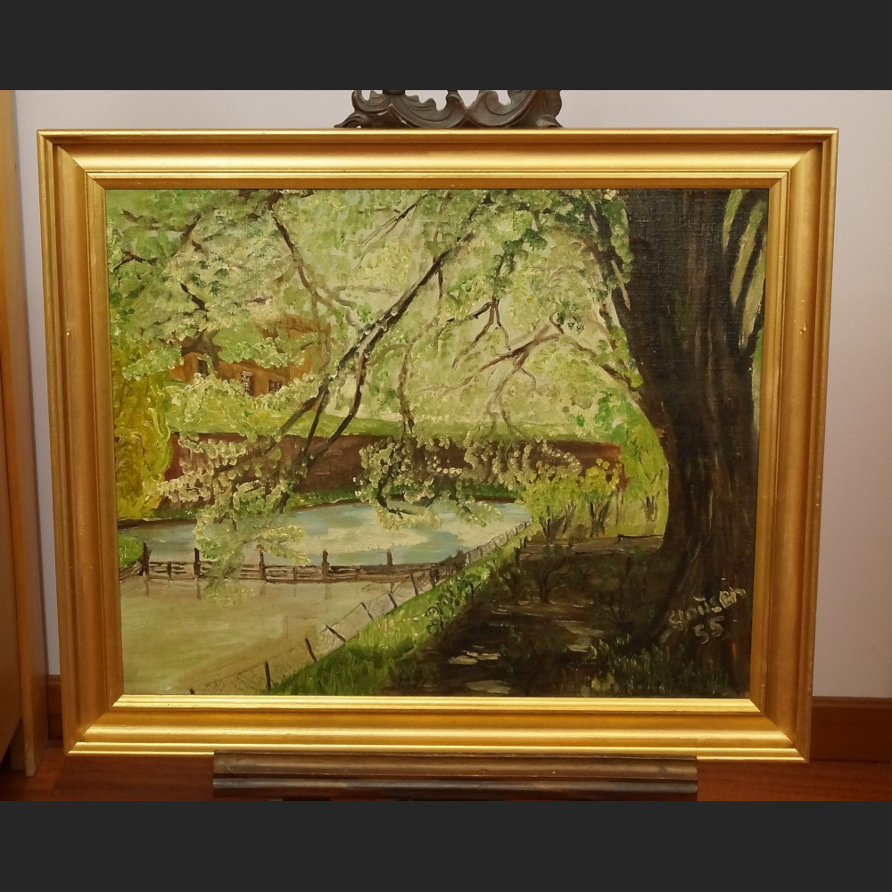 Pejzaż wiosna nad rzeką impresja 