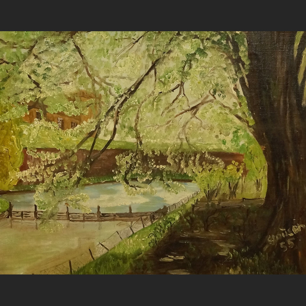 Pejzaż wiosna nad rzeką impresja 