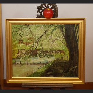 Pejzaż wiosna nad rzeką impresja 