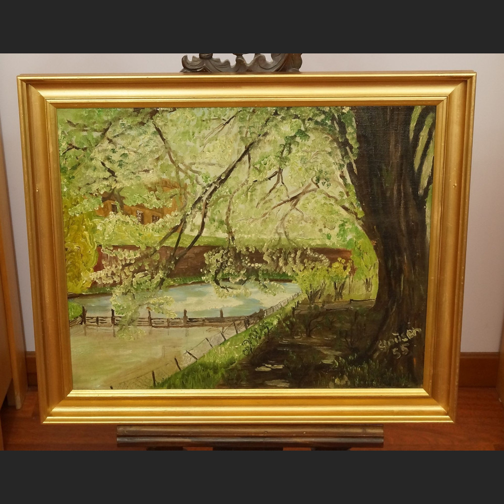 Pejzaż wiosna nad rzeką impresja 