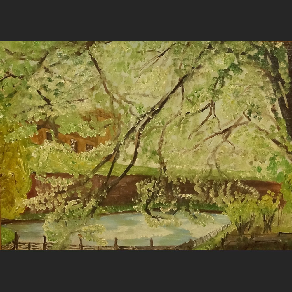 Pejzaż wiosna nad rzeką impresja 