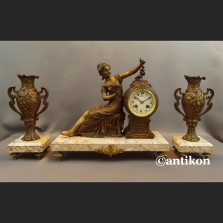 Zegar kominkowy antyk do salonu Francja XIX wiek Zegar kominkowy antyk do salonu Francja XIX wiek