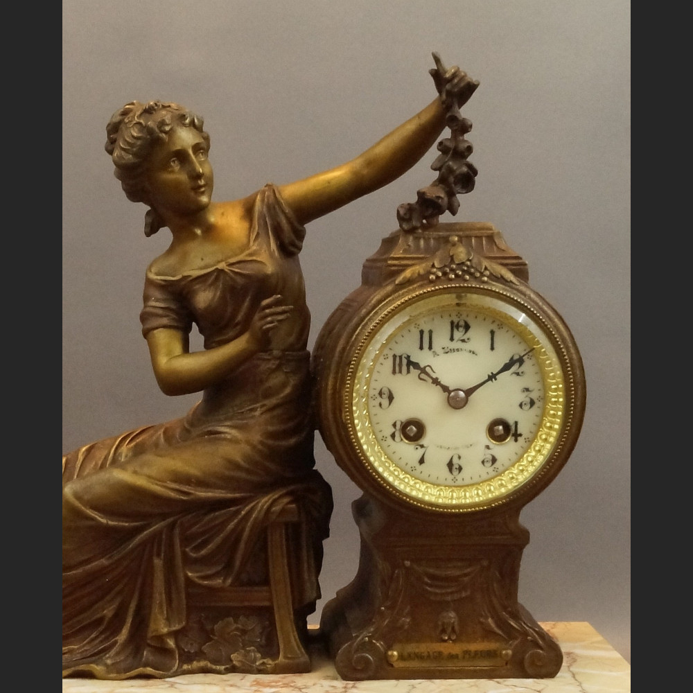 Zegar kominkowy antyk do salonu Francja XIX wiek 