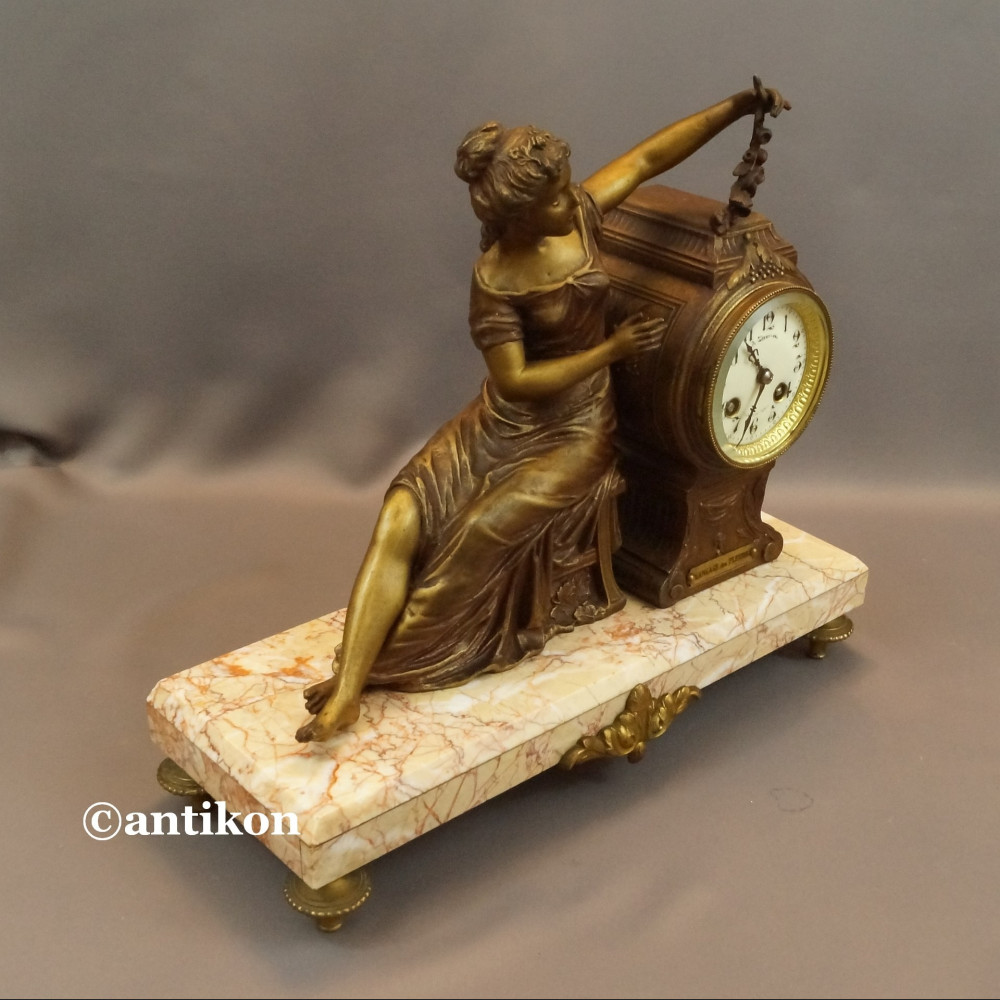 Zegar kominkowy antyk do salonu Francja XIX wiek Zegar kominkowy antyk do salonu Francja XIX wiek