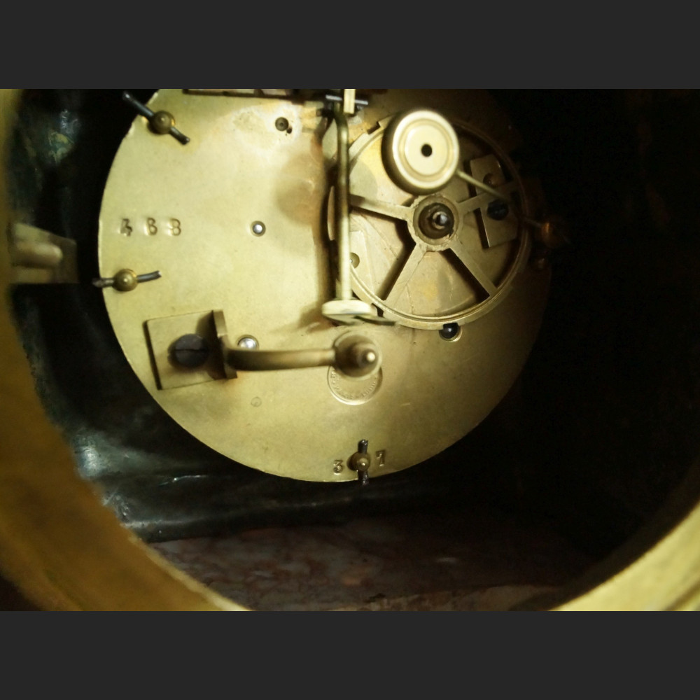 Zegar kominkowy antyk z figurą harfistki Francuz 