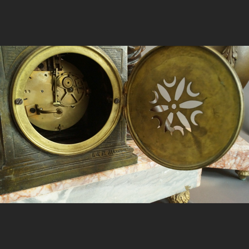 Zegar kominkowy antyk z figurą harfistki Francuz 