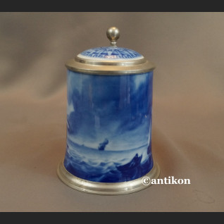 Kufel kobaltem malowany z różą wiatrów 