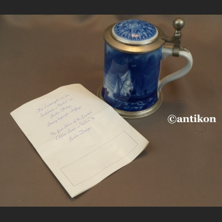 Kufel kobaltem malowany z różą wiatrów 