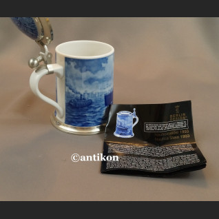 Kufel morski ceramiczny kobaltowy ze statkiem Kufel morski ceramiczny kobaltowy ze statkiem