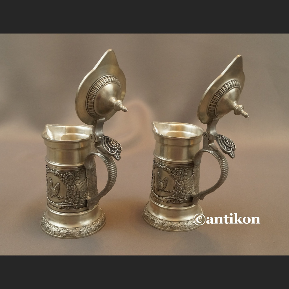 Kufle myśliwskie z cyny z jeleniami 