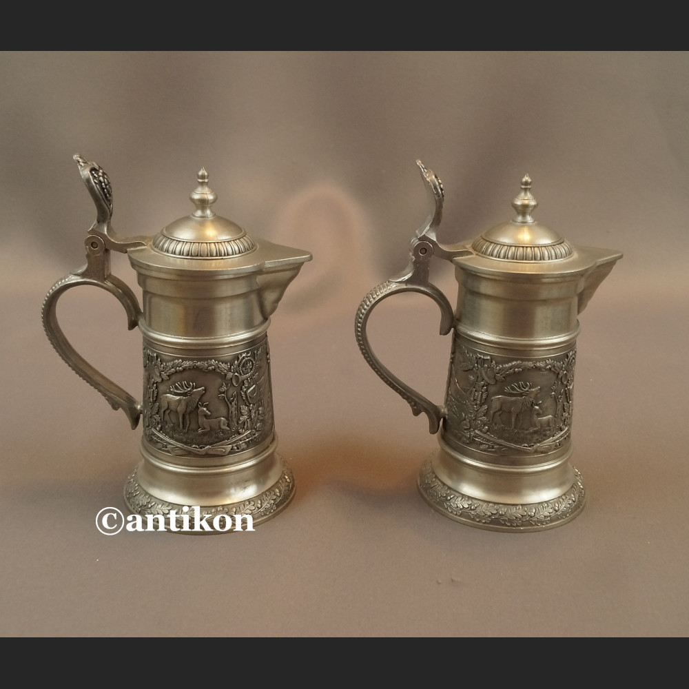 Kufle myśliwskie z cyny z jeleniami 