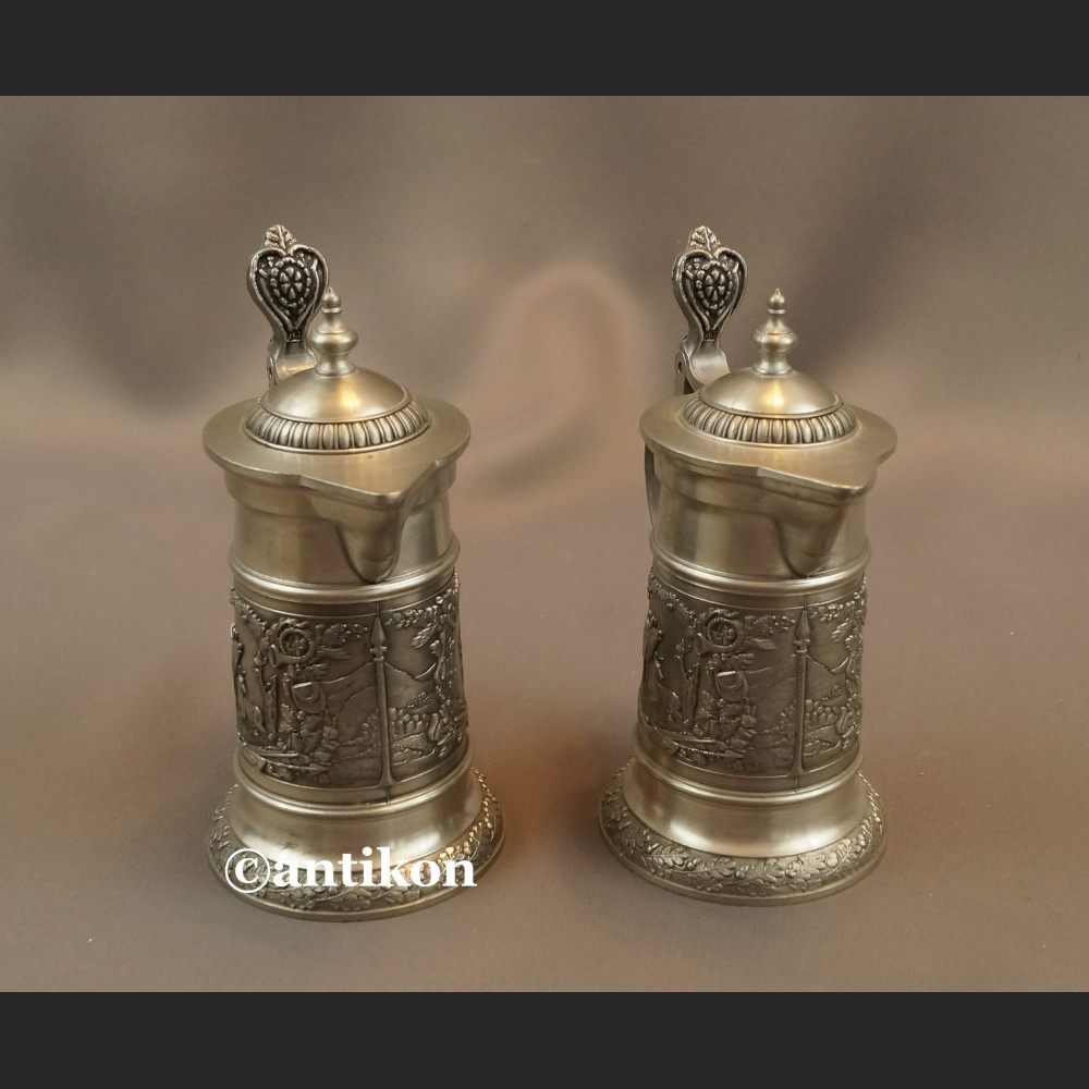 Kufle myśliwskie z cyny z jeleniami 