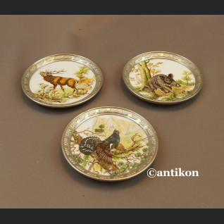 Podstawki myśliwskie cyna z ceramiką