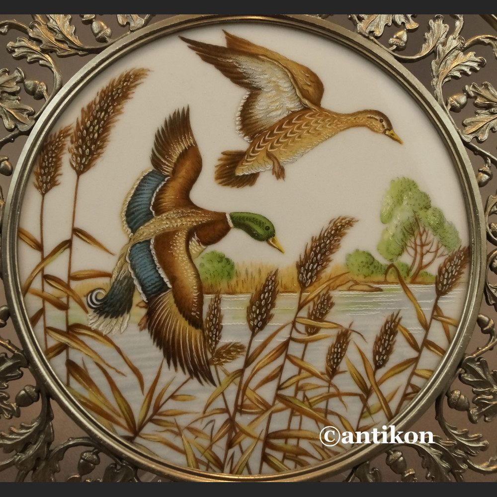 Myśliwskia dekoracja kaczki cyna z ceramiką