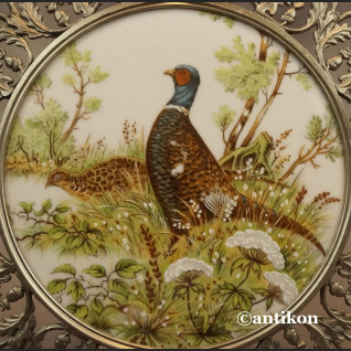 Myśliwskia dekoracja bażanty cyna z ceramiką