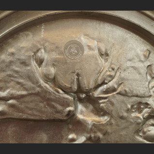 Relief myśliwski talerz z cyny jelenie 