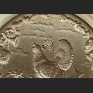 Talerz myśliwski cynowy z głuszcem