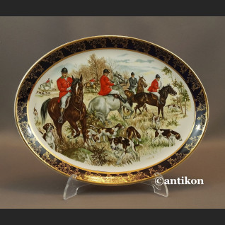 Talerz myśliwski scena z polowania porcelana