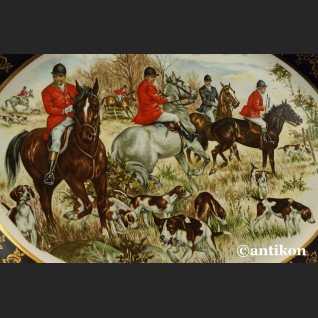 Talerz myśliwski scena z polowania porcelana