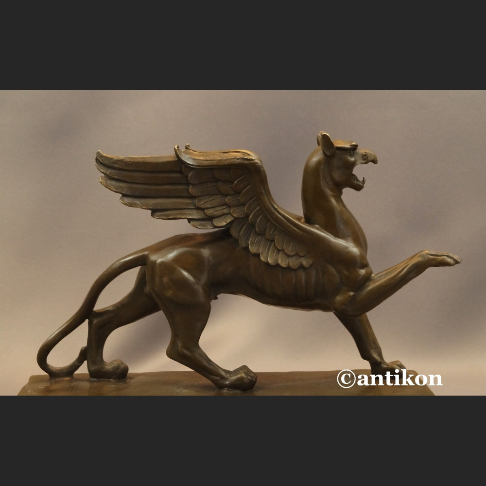 Gryf rzeźba prawdziwy brąz duża figura 