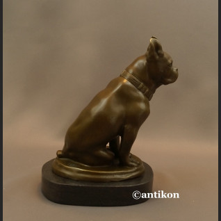 Figurka z brązu pies buldog francuski piękny