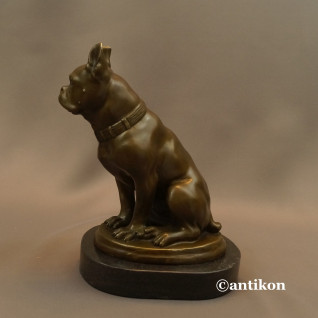 Figurka z brązu pies buldog francuski piękny