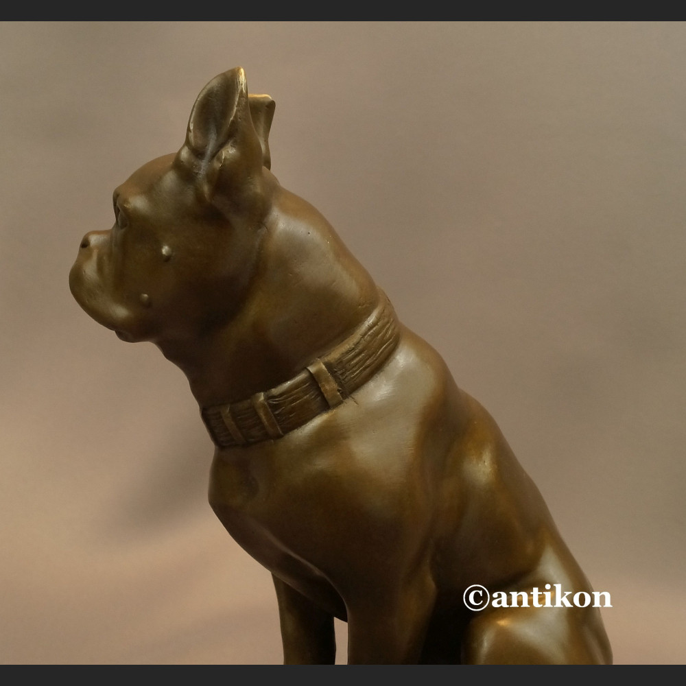 Figurka z brązu pies buldog francuski piękny