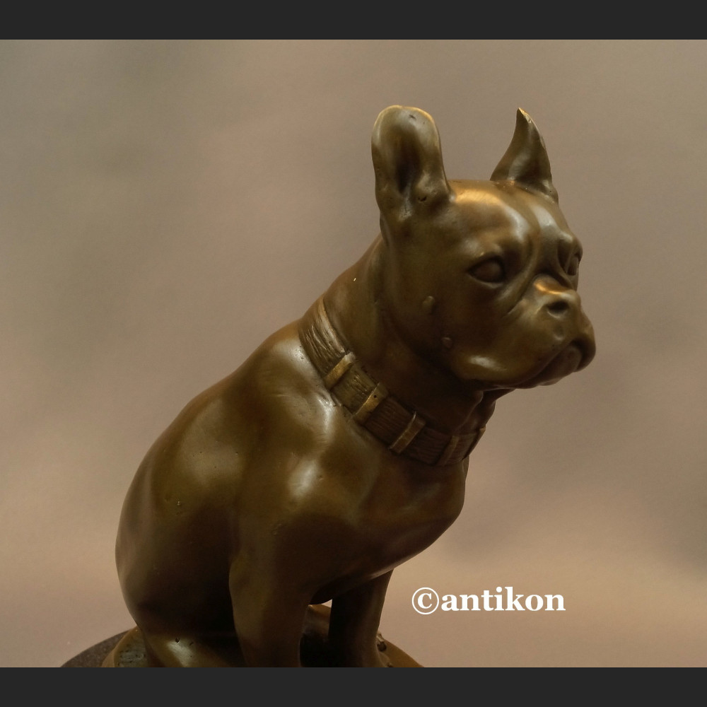 Figurka z brązu pies buldog francuski piękny