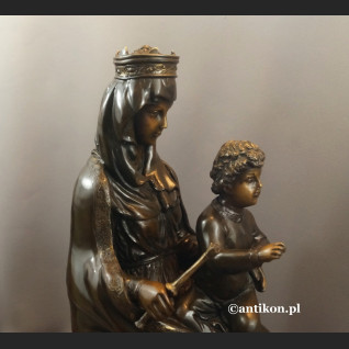 Madonna z dzieciątkiem rzeźba z brązu duża 