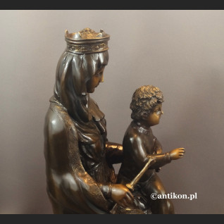 Madonna z dzieciątkiem rzeźba z brązu duża 
