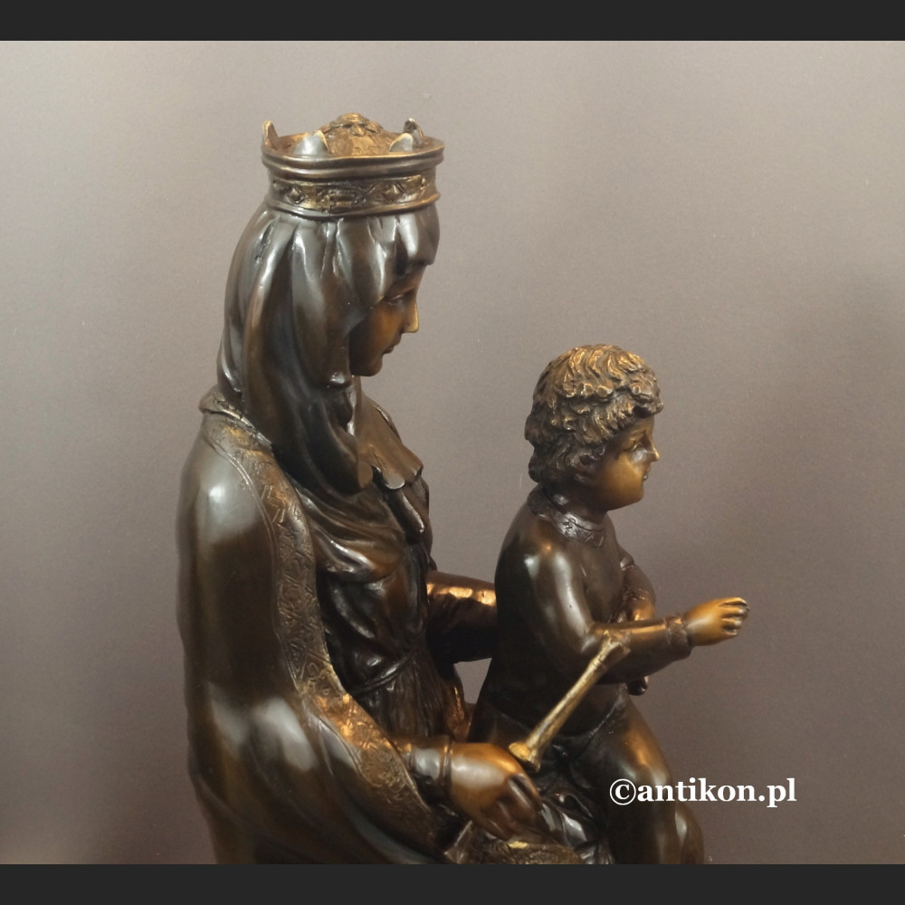 Madonna z dzieciątkiem rzeźba z brązu duża 
