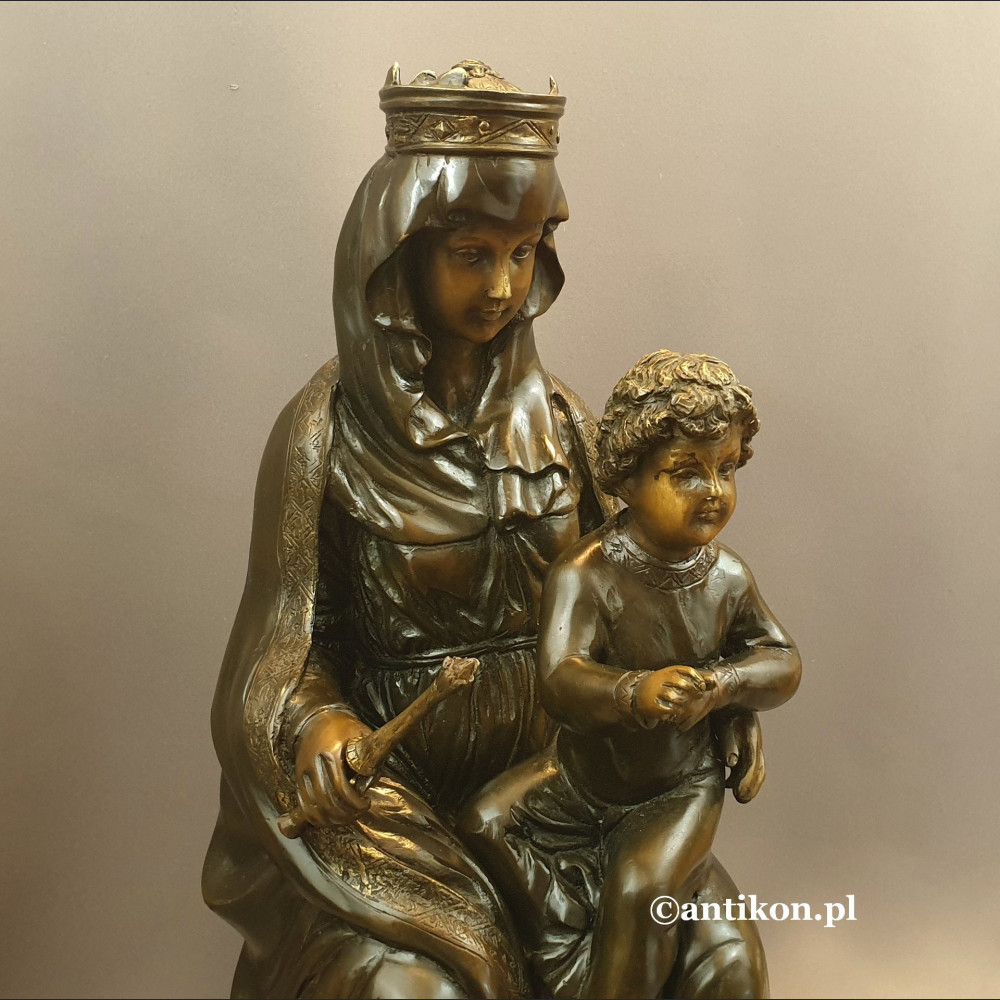 Madonna z dzieciątkiem rzeźba z brązu duża 