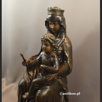 Madonna z dzieciątkiem rzeźba z brązu duża