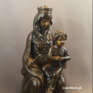 Madonna z dzieciątkiem rzeźba z brązu duża 