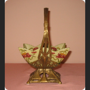 Secesyjny koszyk porcelana z brązem