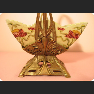 Secesyjny koszyk porcelana z brązem